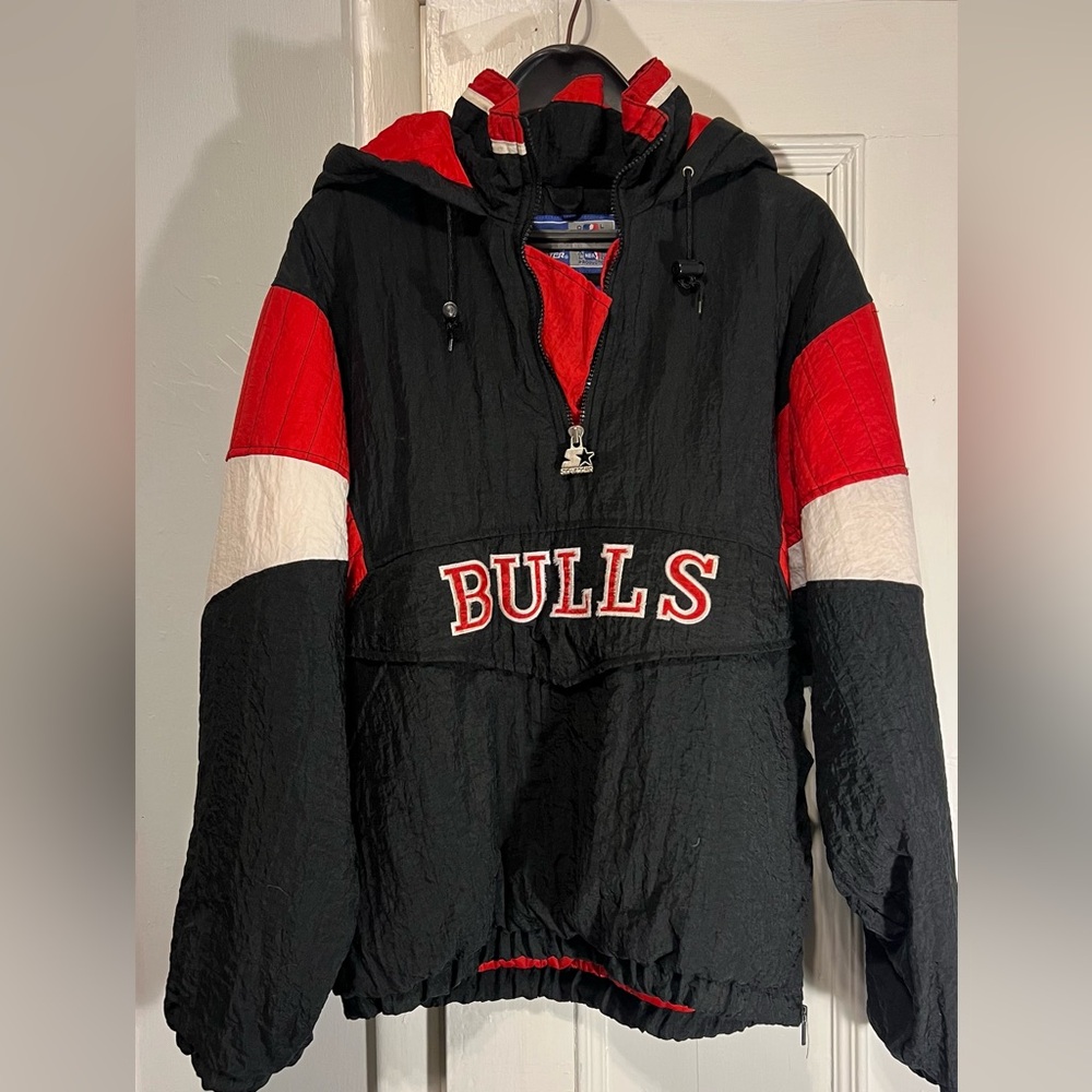 Vintage 90s Chicago Bulls Starter Jacket Size M Half-Zip Pullover
